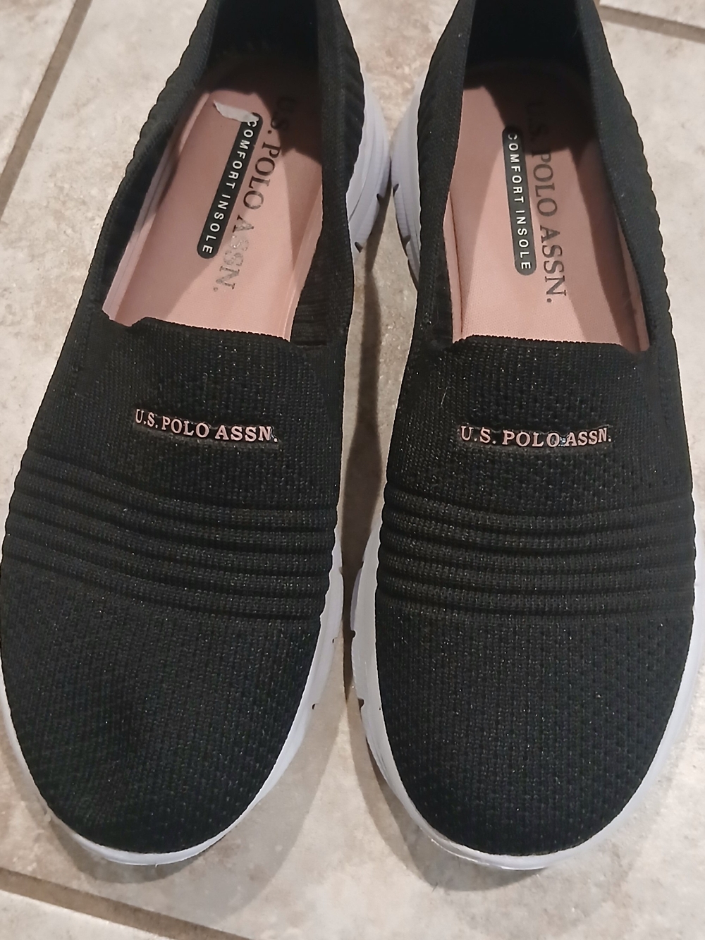 U.S. Polo Assn. Black Slip-On Knit Sneakers Size 5.5 Women's